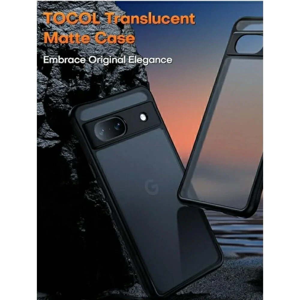 Google Pixel 8a Phone Case Matte Black Slim Full Camera Protection Tocol